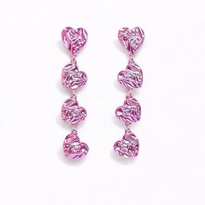 ❤️‍🔥 Pink Heart Drop Earrings